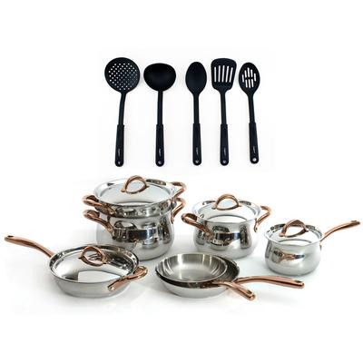 BergHOFF - Ouro Gold 16-Piece Stainless Steel Cookware Set with Nylon Utensils - 2212278