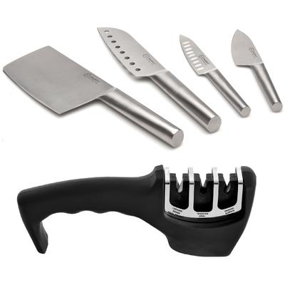 BergHOFF - Straight 5-Piece Stainless Steel Specialty Knife Set with 3-Slot Sharpener - 2212685