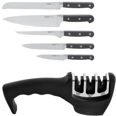 BergHOFF - Essentials Contempo 6-Piece Stainless Steel Knife Set with Sharpener - 2212686