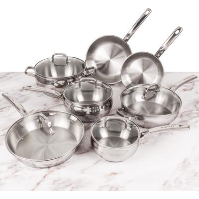 BergHOFF - Belly Shape 12-Piece 18/10 Stainless Steel Cookware Set with Glass Lids - 2219124