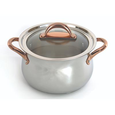 BergHOFF - Ouro Gold 5qt. 18/10 Stainless Steel 8" Stockpot with Glass Lid - 2220286