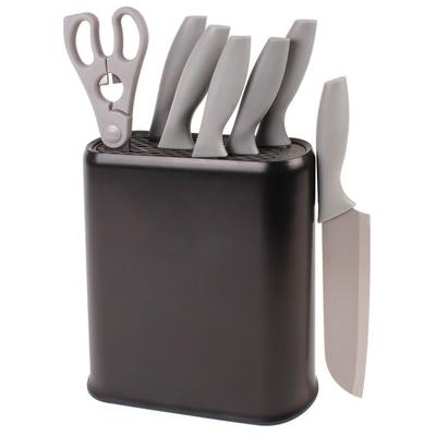 BergHOFF - Leo 8-Piece Stainless Steel Kitchen Knife Set with Universal Knife Block - Grey - 2220334