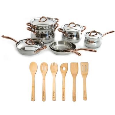 BergHOFF - Ouro Gold 17-Piece 18/10 Stainless Steel Cookware Set with Stainless Steel Lids - 2220341