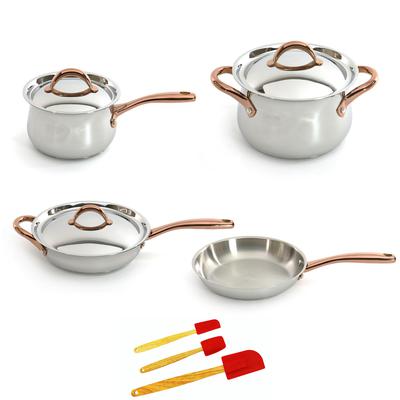 BergHOFF - Ouro Gold 10-Piece 18/10 Stainless Steel Cookware Set with Stainless Steel Lids and Rose Gold Handle - 2220342