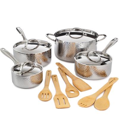 BergHOFF - Vintage 13-Piece Tri-Ply 18/10 Hammered Stainless Steel Cookware Set with Lids - 2220346