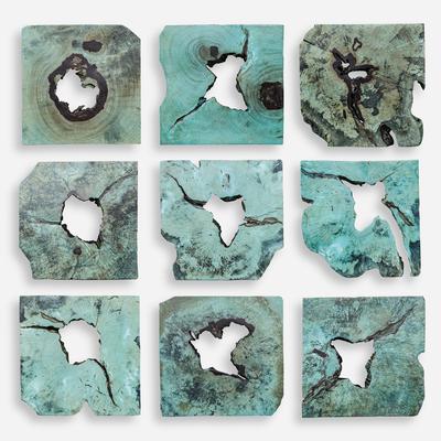 Uttermost - Set of 9 Bahati Wood Wall D√É¬©cor - Blue Green - 4359