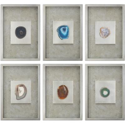 Uttermost - Agate Stone Silver Wall Art - Set of 6 - 14555