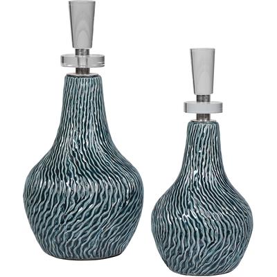 Uttermost - Almera Dark Teal Bottles - Set of 2 - 17842