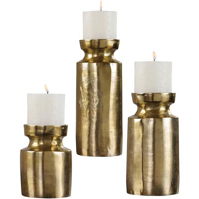 Uttermost - Amina Antique Brass Candleholders - Set of 3 - 18958