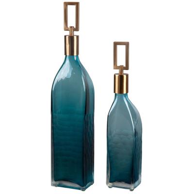 Uttermost - Annabella Teal Glass Bottles - Set of 2 - 20076