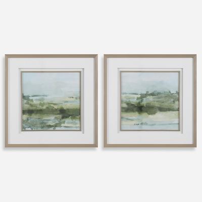 Uttermost - Set of 2 "Soft Sage" Abstract Landscape Prints - 32356