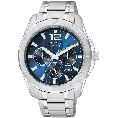 Citizen - Men's Stainless Steel Quartz Watch with Blue Dial - AG8300-52L