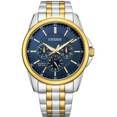 Citizen - Men's Quartz Watch with Two-Tone Stainless Steel Band and Blue Dial - AG8348-56L