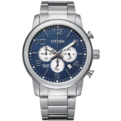 Citizen - Men's Silver-Tone Quartz Watch with Blue Dial - AN8050-51M