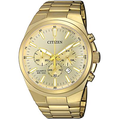 Citizen - Men's Quartz Gold-Tone Stainless Steel Chronograph Watch with Champagne Dial - AN8172-53P