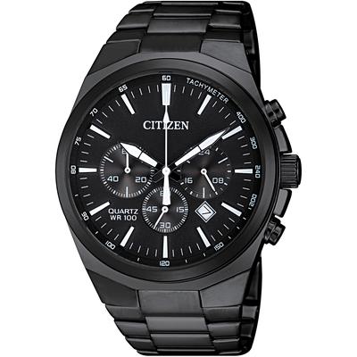 Citizen - Men's Black Stainless Steel Quartz Chronograph Watch with Black Dial - AN8175-55E