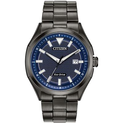 Citizen - Men's Drive WDR Dark Grey Stainless Steel Eco-Drive Watch with Denim Blue Dial - AW1147-52L