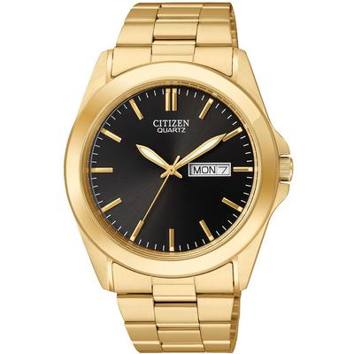 Citizen - Men's Gold-Tone Stainless Steel Quartz Watch with Black Dial - BF0582-51F