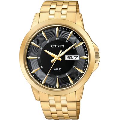 Citizen - Men's Gold-Tone Stainless Steel Quartz Watch with Black Dial - BF2013-56E