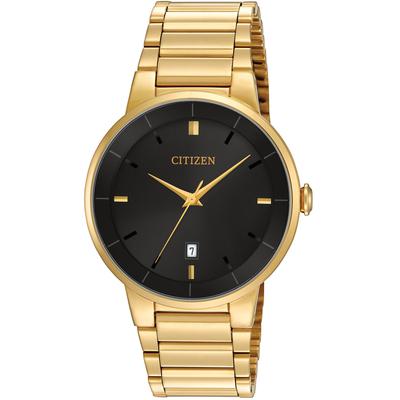 Citizen - Men's Gold-Tone Stainless Steel Quartz Watch with Black Dial - BI5012-53E