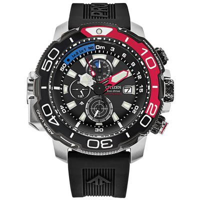 Citizen - Men's Eco-Drive Promaster Aqualand Dive Watch with Black Poly Strap and Red Accents - BJ2167-03E