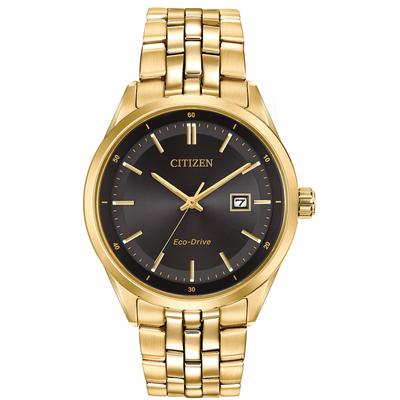 Citizen - Men's Corso Eco-Drive Watch in Gold-Tone Stainless Steel with Black Dial - BM7252-51E