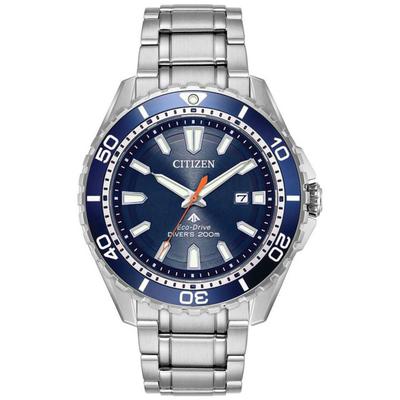 Citizen - Men's Promaster Professional Diver Stainless Steel Eco-Drive Watch with Azure Blue Aluminum Bezel - BN0191-55L