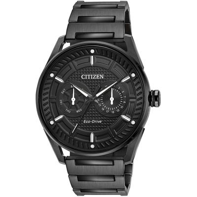 Citizen - Men's Drive CTO Eco-Drive Watch in Black Stainless Steel with Black Dial - BU4025-59E