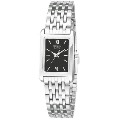 Citizen - Ladies' Stainless Steel Quartz Tank Style Watch with Black Dial - EJ5850-57E