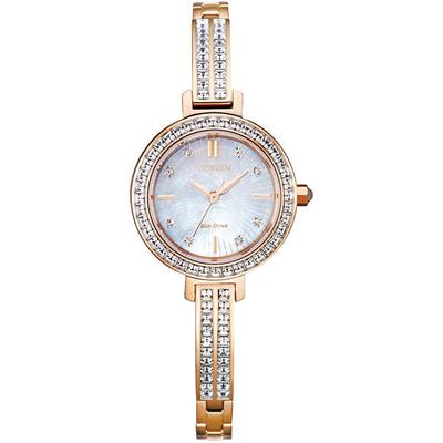 Citizen - Ladies' Silhouette Crystal Rose Gold-Tone Eco-Drive Watch with Mother-of-Pearl Dial - EM0863-53D