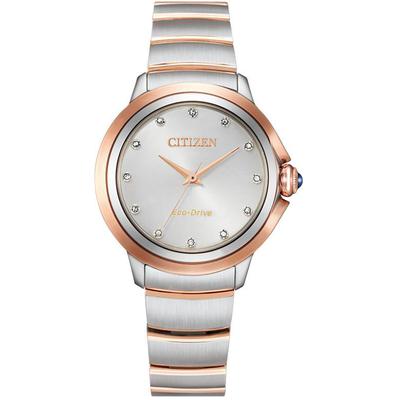 Citizen - Ladies' Ceci Eco-Drive Watch with Silver and Pink Gold-Tone Stainless Steel Bracelet - EM0956-54A