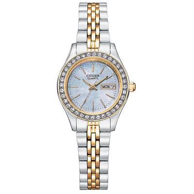 Citizen - Ladies' Quartz Watch with Two-Tone Stainless Steel Bracelet and Grey Mother-of-Pearl Dial - EQ0539-56Y