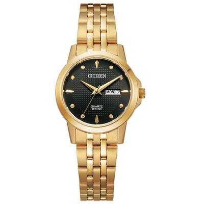 Citizen - Ladies' Gold-Tone Quartz Watch with Black Dial - EQ0603-59F