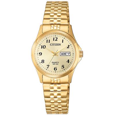 Citizen - Ladies' Gold-Tone Stainless Steel Quartz Expansion Band Watch - EQ2002-91P