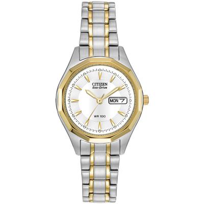 Citizen - Ladies' Silhouette Sport Eco-Drive Watch in Two-Tone Stainless Steel with White Dial - EW3144-51A