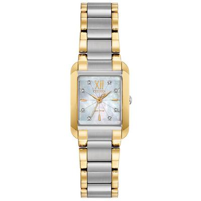 Citizen - Ladies' Bianca Two-Tone Eco-Drive Watch with White Mother-of-Pearl Dial - EW5554-58D