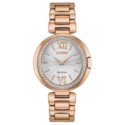 Citizen - Ladies' Capella Pink Gold-Tone Eco-Drive Watch with Mother-of-Pearl Dial - EX1503-54A