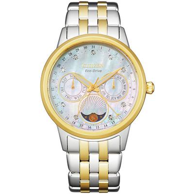 Citizen - Ladies' Calendrier Eco-Drive Watch in Two-Tone Stainless Steel with White Mother-of-Pearl Dial - FD0004-51D