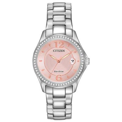 Citizen - Ladies' Silhouette Crystal Stainless Steel Eco-Drive Watch with Pink Dial and Swarovski Crystals - FE1140-86X