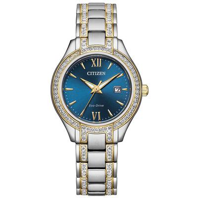 Citizen - Ladies' Silhouette Crystal Eco-Drive Watch with Stainless Steel Bracelet and Blue Dial - FE1234-50L