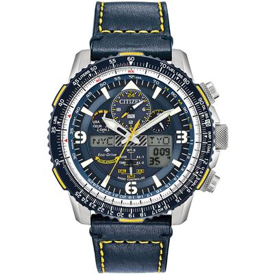 Citizen - Men's Promaster Blue Angels Skyhawk A-T Eco-Drive Watch with Indigo Blue Leather Strap - JY8078-01L