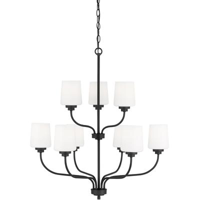 Generation Lighting - Windom 9-Light Chandelier - Midnight Black - 3102809-112