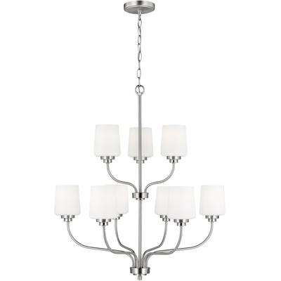 Generation Lighting - Windom 9-Light Chandelier - Brushed Nickel - 3102809-962