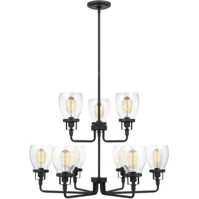 Generation Lighting - Belton 9-Light Up Chandelier - Midnight Black - 3214509-112