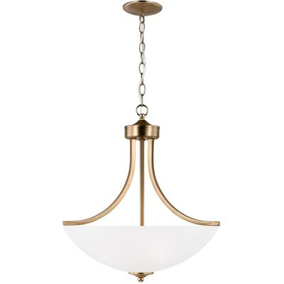 Generation Lighting - Geary Medium Three-Light LED Pendant - Satin Brass - 6616503EN3-848