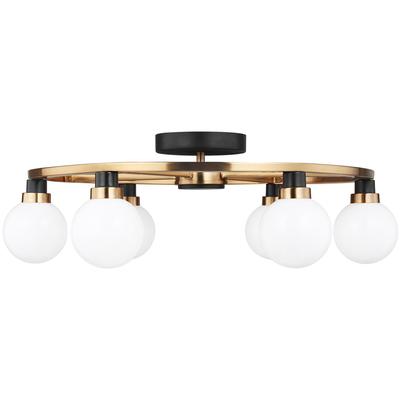 Generation Lighting - Ian Six-Light Semi-Flush Mount - Satin Brass - 7000306-848