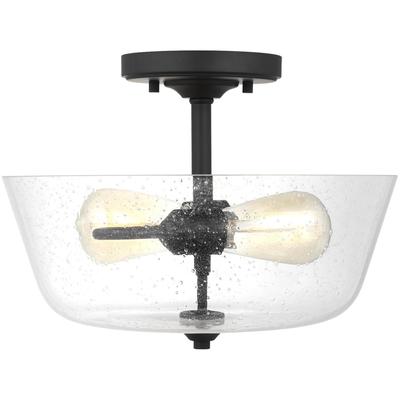 Generation Lighting - Belton 2-Light Ceiling Semi-Flush Mount - Midnight Black - 7714502-112