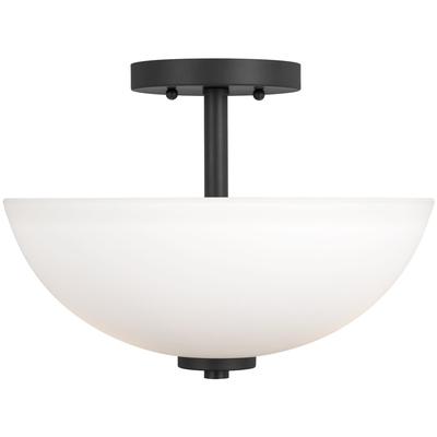 Generation Lighting - Oslo 2-Light Semi-Flush Convertible Pendant - Midnight Black - 77160-112