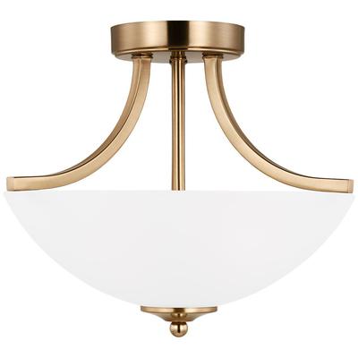 Generation Lighting - Geary Small Two-Light Semi-Flush Convertible Pendant - Satin Brass - 7716502-848