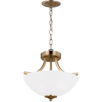 Generation Lighting - Geary Small Two-Light Semi-Flush Convertible Pendant - Satin Brass - 7716502-848